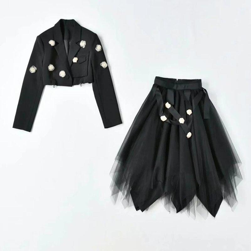 Puff Black Skirt Suit - ShopEbonyMonique