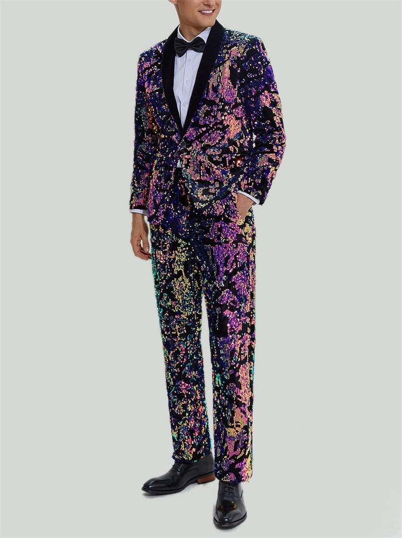Purple Sequins Men Suits - ShopEbonyMonique