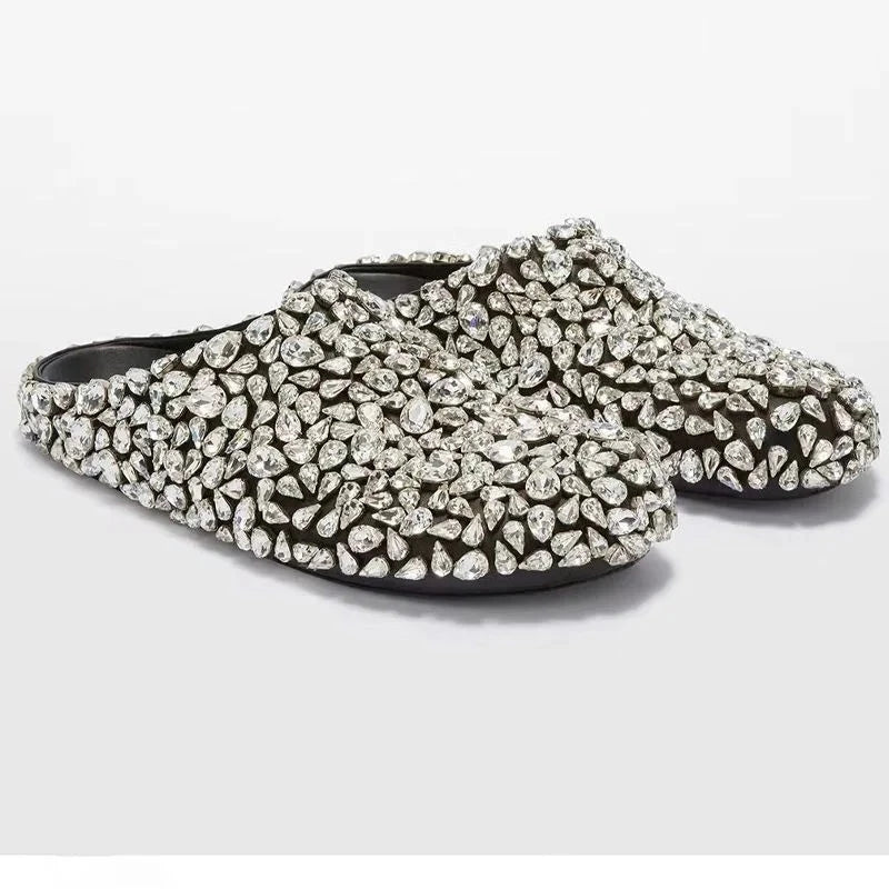 Rhinestone Half Head Slipper Shoe - ShopEbonyMonique