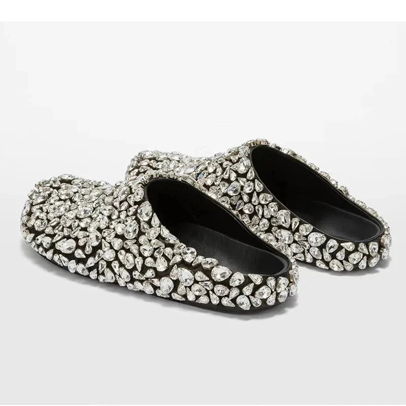 Rhinestone Half Head Slipper Shoe - ShopEbonyMonique