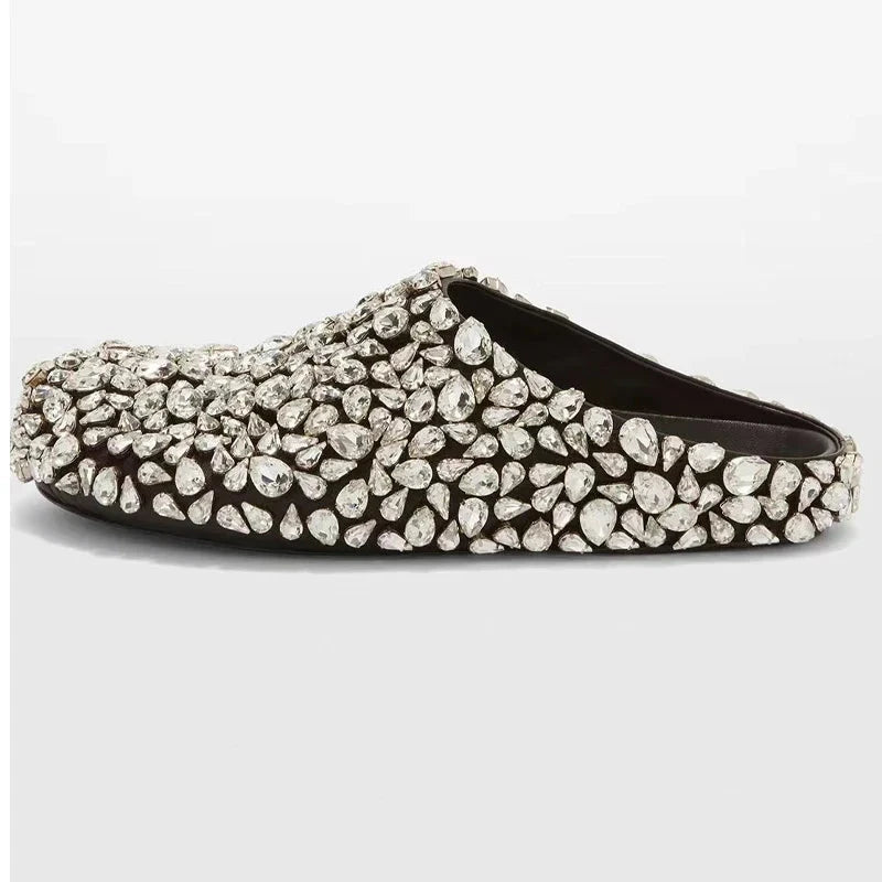 Rhinestone Half Head Slipper Shoe - ShopEbonyMonique