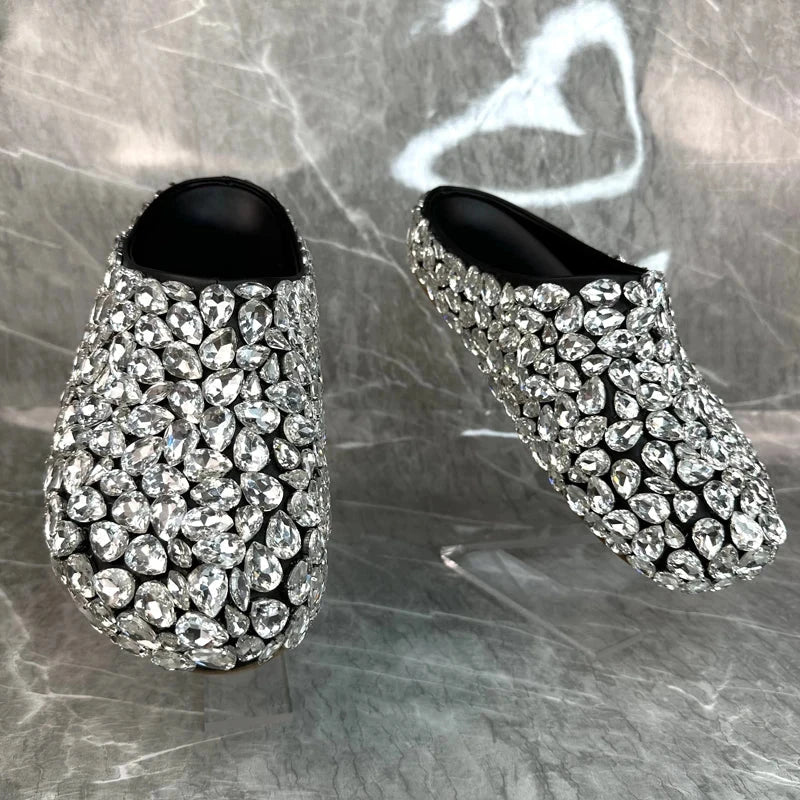 Rhinestone Half Head Slipper Shoe - ShopEbonyMonique