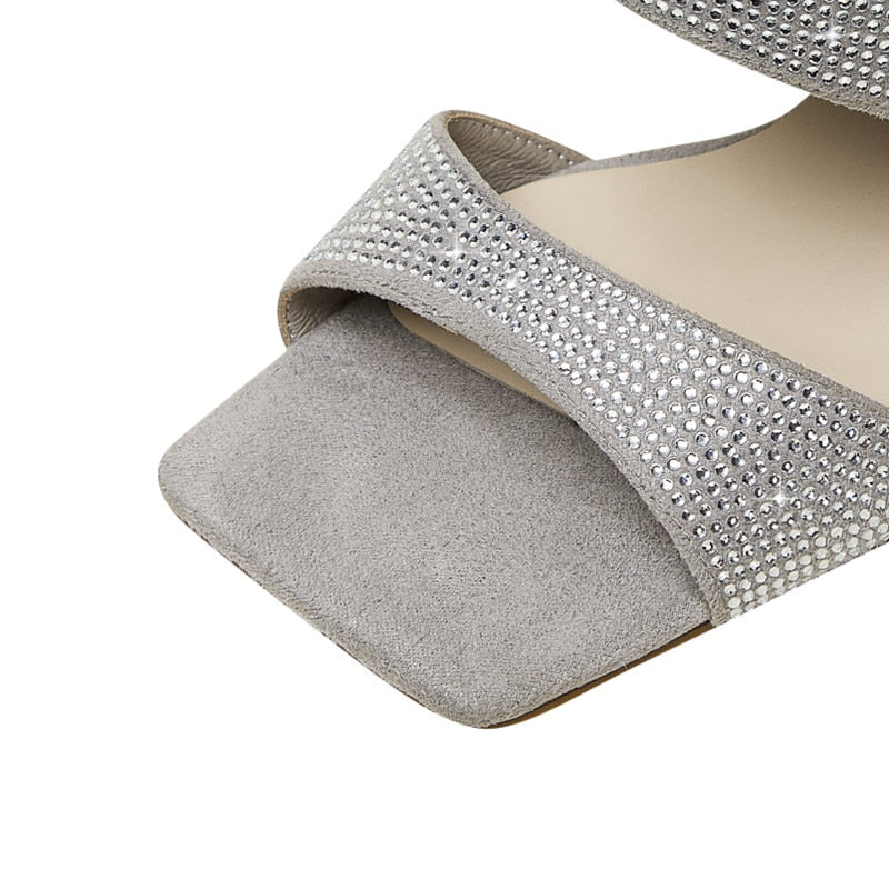 Rhinestones Lock Open Toe Boots - ShopEbonyMonique