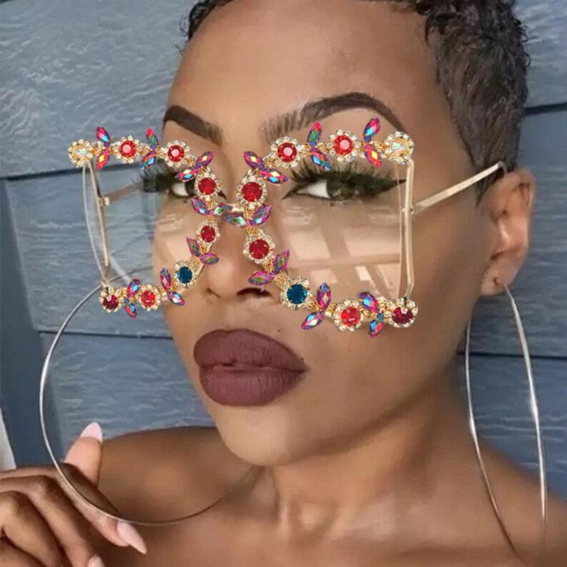 Round D Shaped Diamond Glasses - ShopEbonyMonique