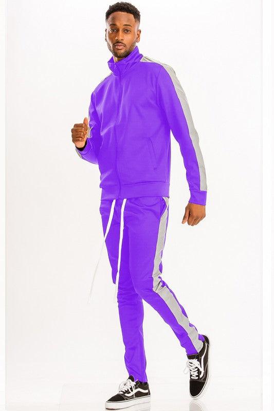 SINGLE STRIPE SOLID TRACK SUIT - ShopEbonyMonique