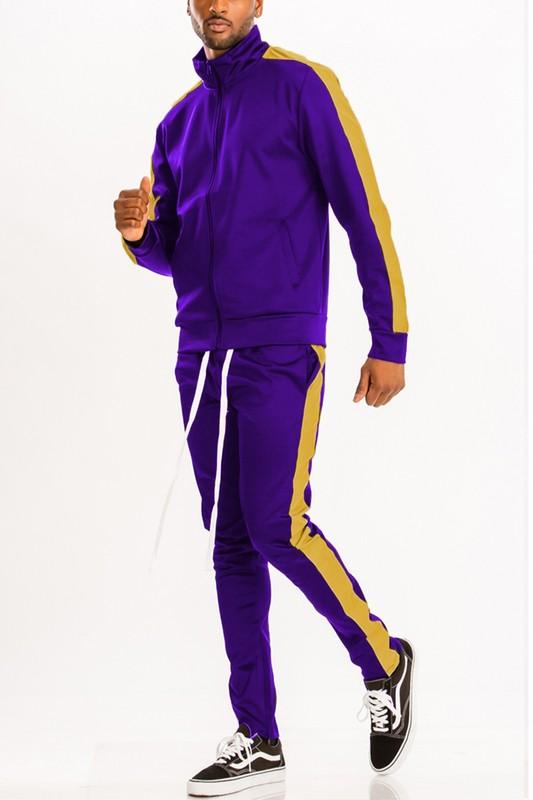 SINGLE STRIPE SOLID TRACK SUIT - ShopEbonyMonique