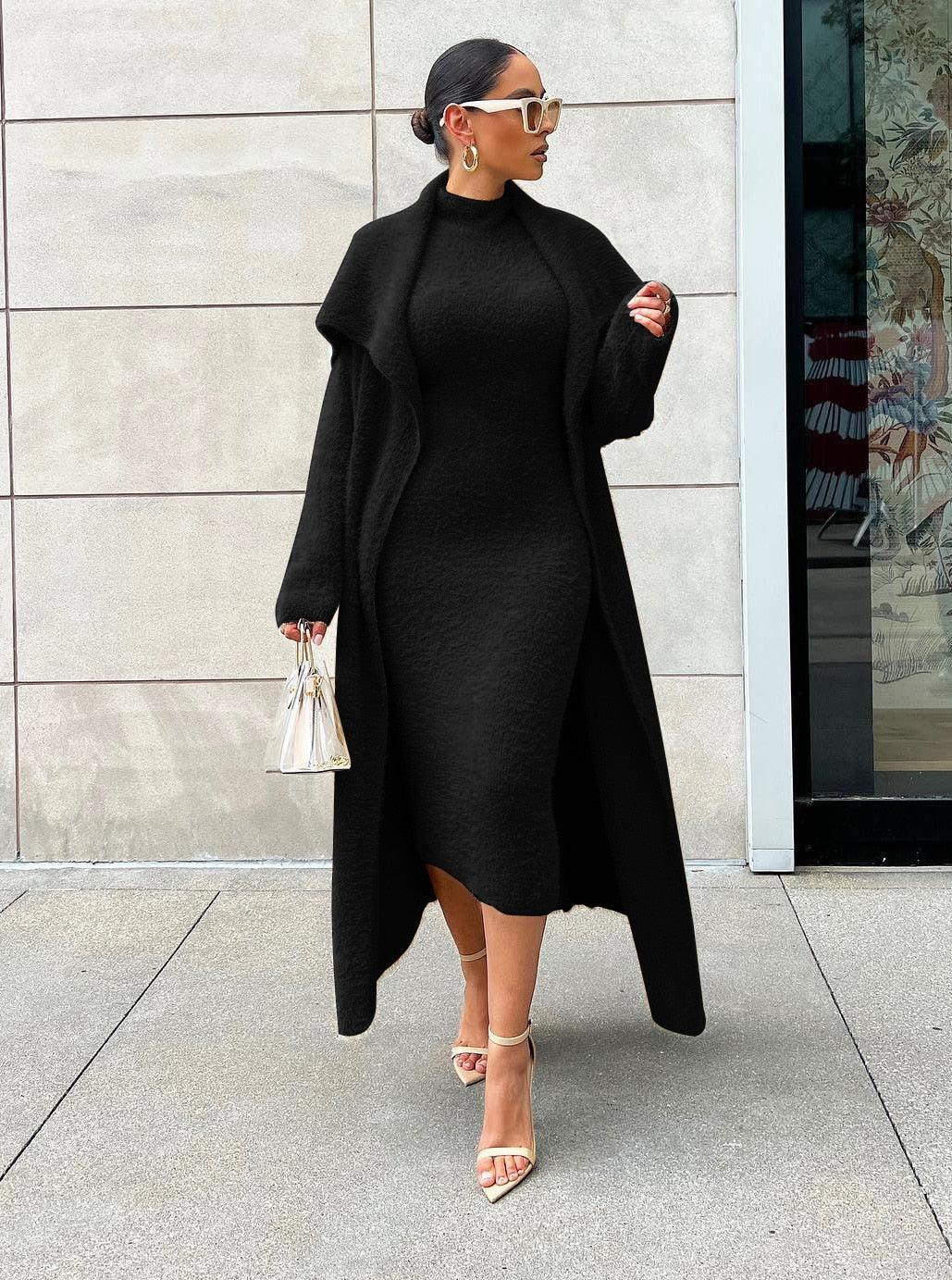 Sassy Cardigan Dress Coat Two-piece Suit - ShopEbonyMonique