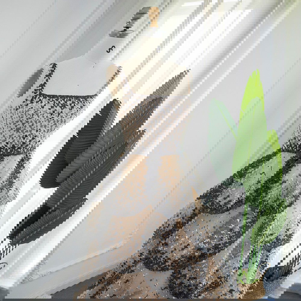 Sparkly Sequin Tiered Ruffles Evening Dresses - ShopEbonyMonique