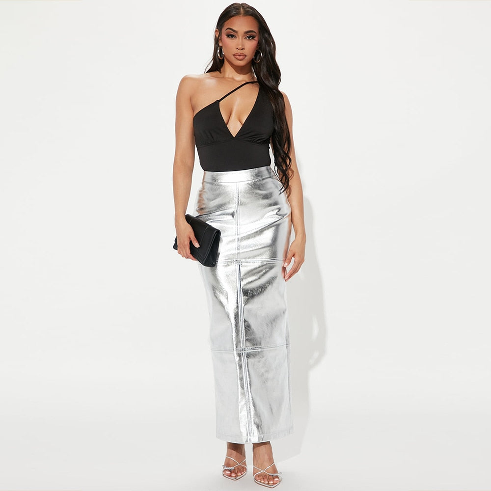 Sparkly Slit Long Skirts - ShopEbonyMonique