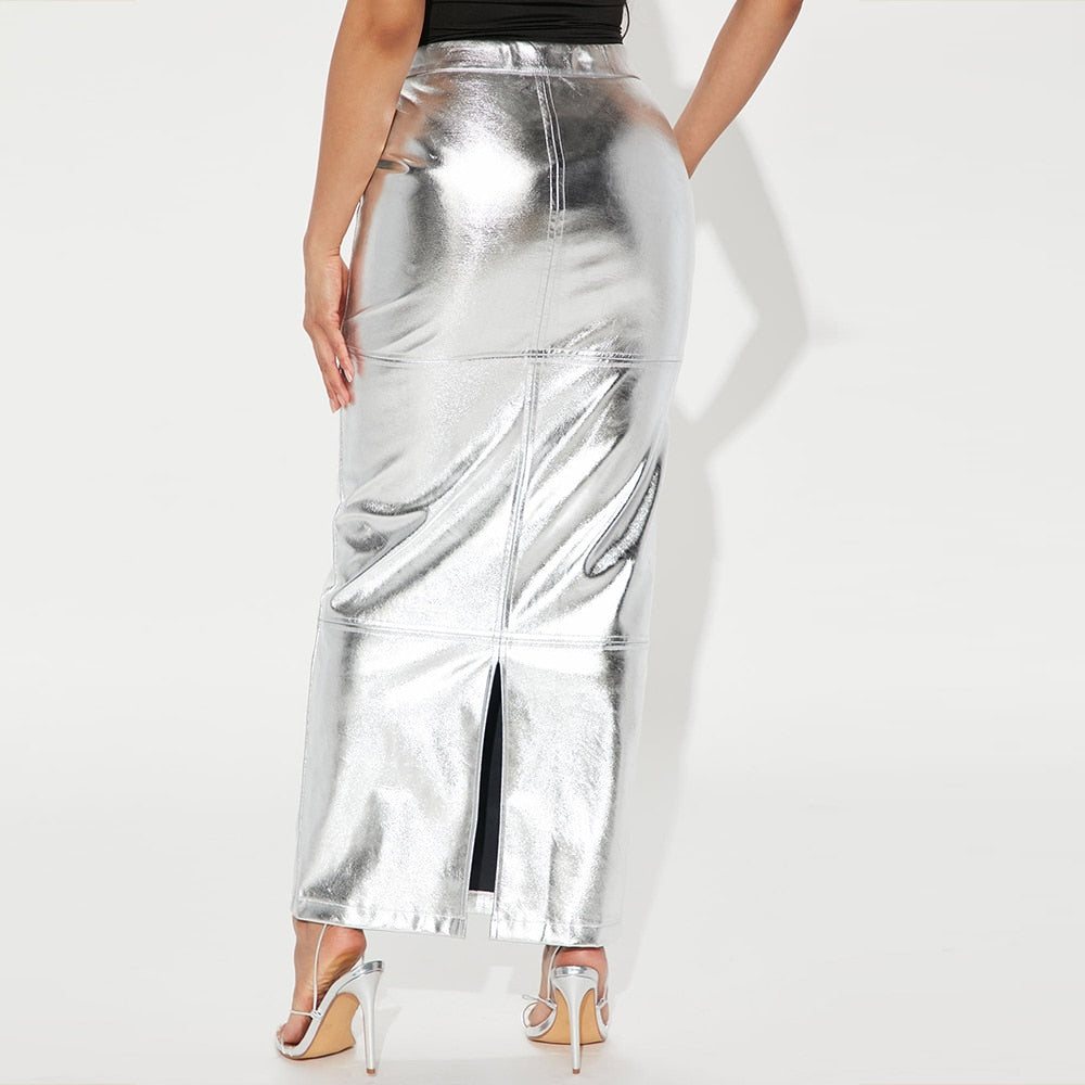 Sparkly Slit Long Skirts - ShopEbonyMonique