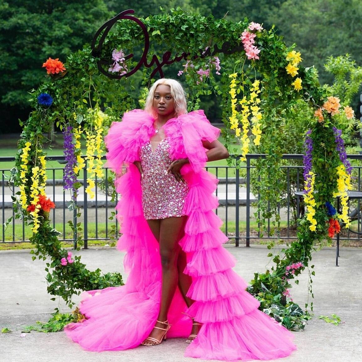 Tiered Tulle Women Jacket With Short Sleeves - ShopEbonyMonique