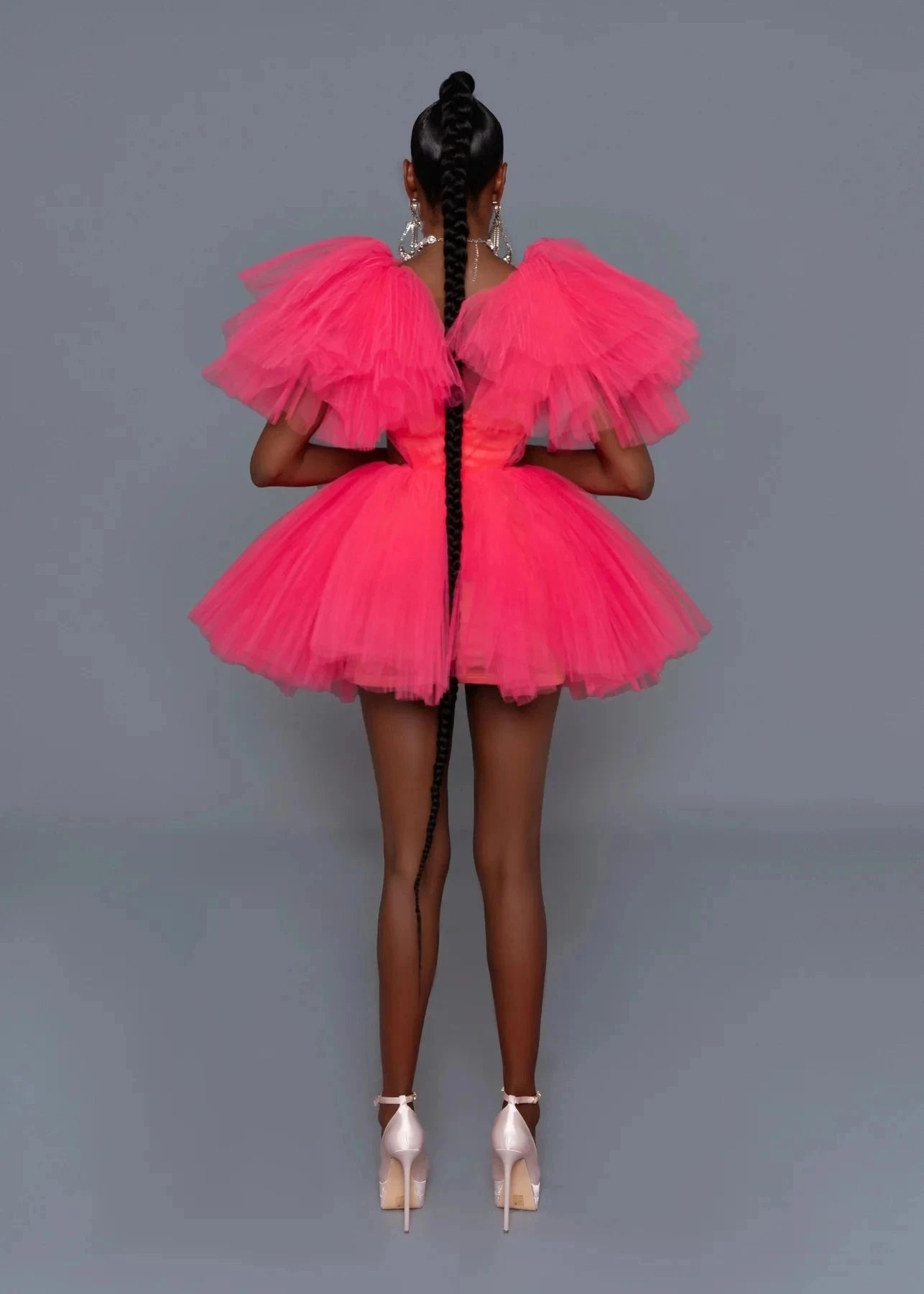 Trendy High Low Long Maxi Tulle Dress With Detachable Train - ShopEbonyMonique