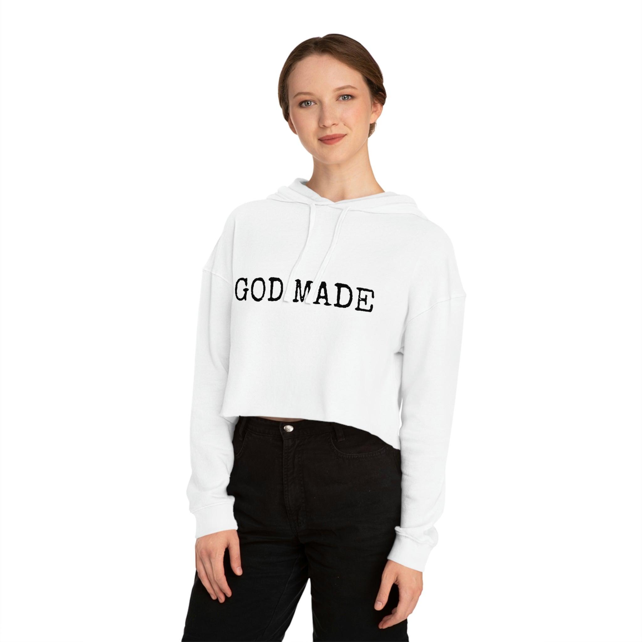God Made Women’s Cropped Hooded Sweatshirt - ShopEbonyMonique