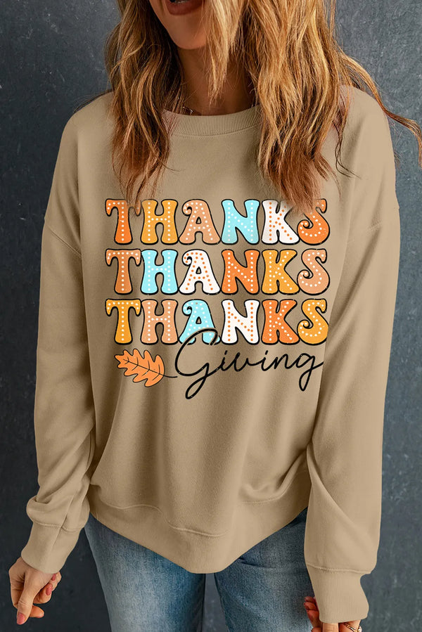 THANKSGIVING Round Neck Dropped Shoulder Sweatshirt - ShopEbonyMonique