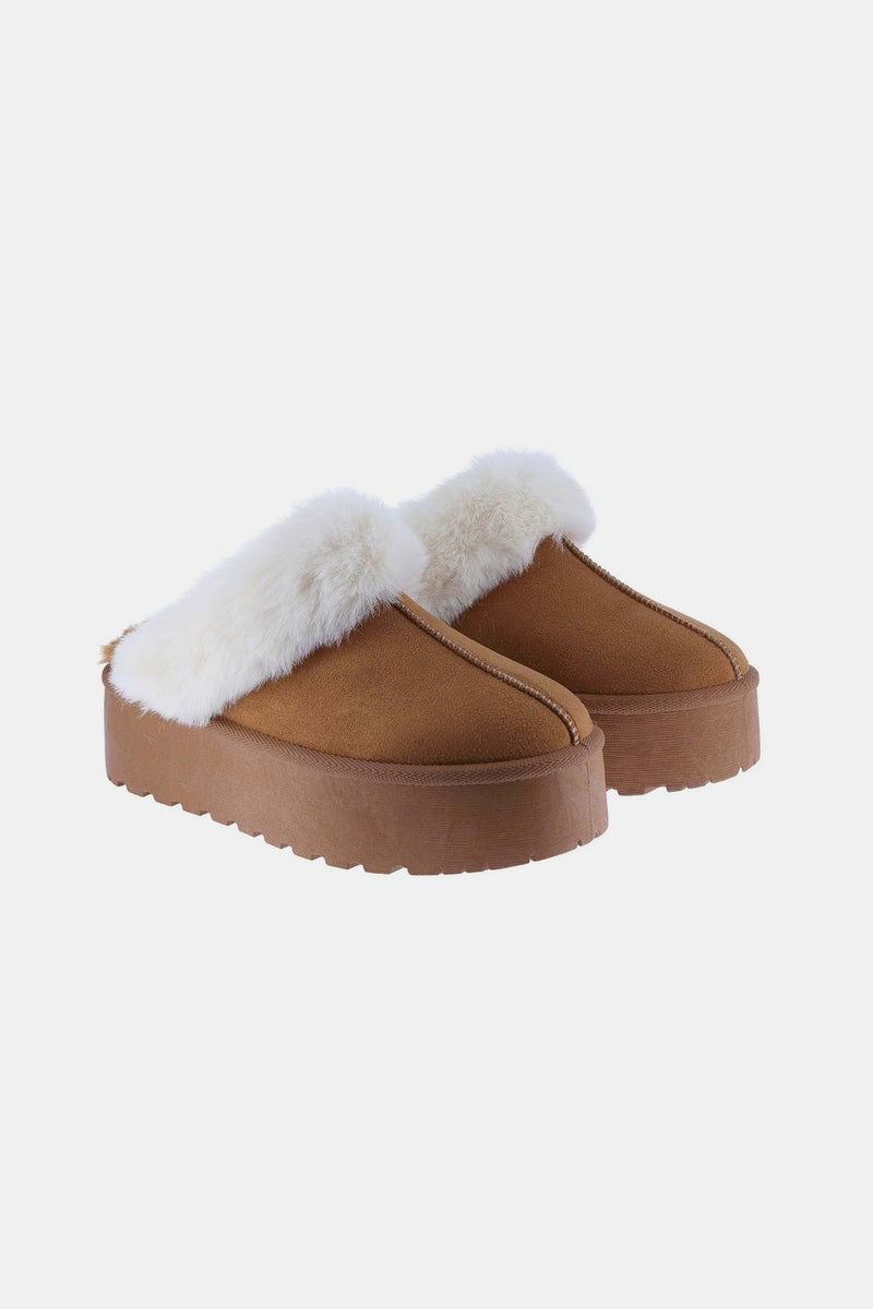 EM Thick Bottom Fur Trim Snow Slippers - ShopEbonyMonique