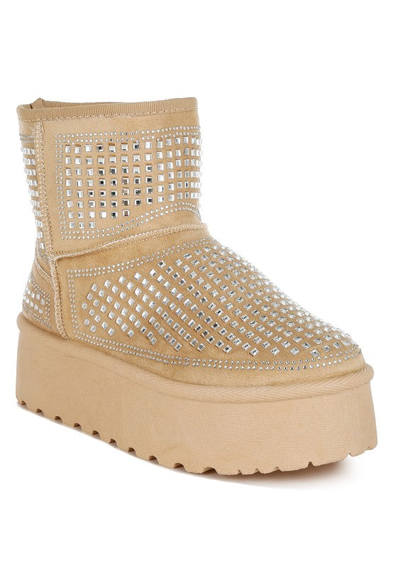 EM Chunky Rhinestones Ankle Boots - ShopEbonyMonique