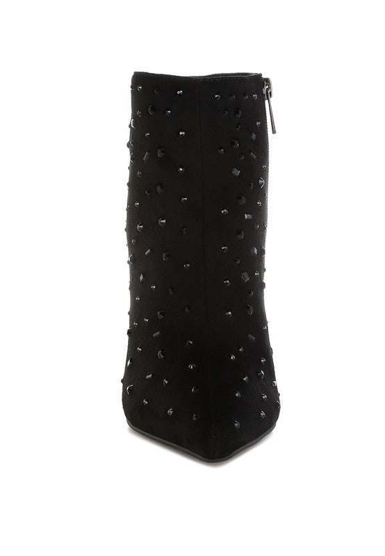 Diamante Embellished Microfiber Boots - ShopEbonyMonique