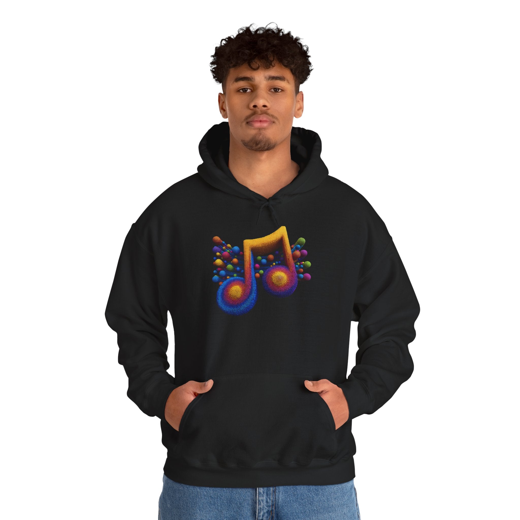 Music Notes Hoodie — Colorful Retro Musical Emoji Sweatshirt