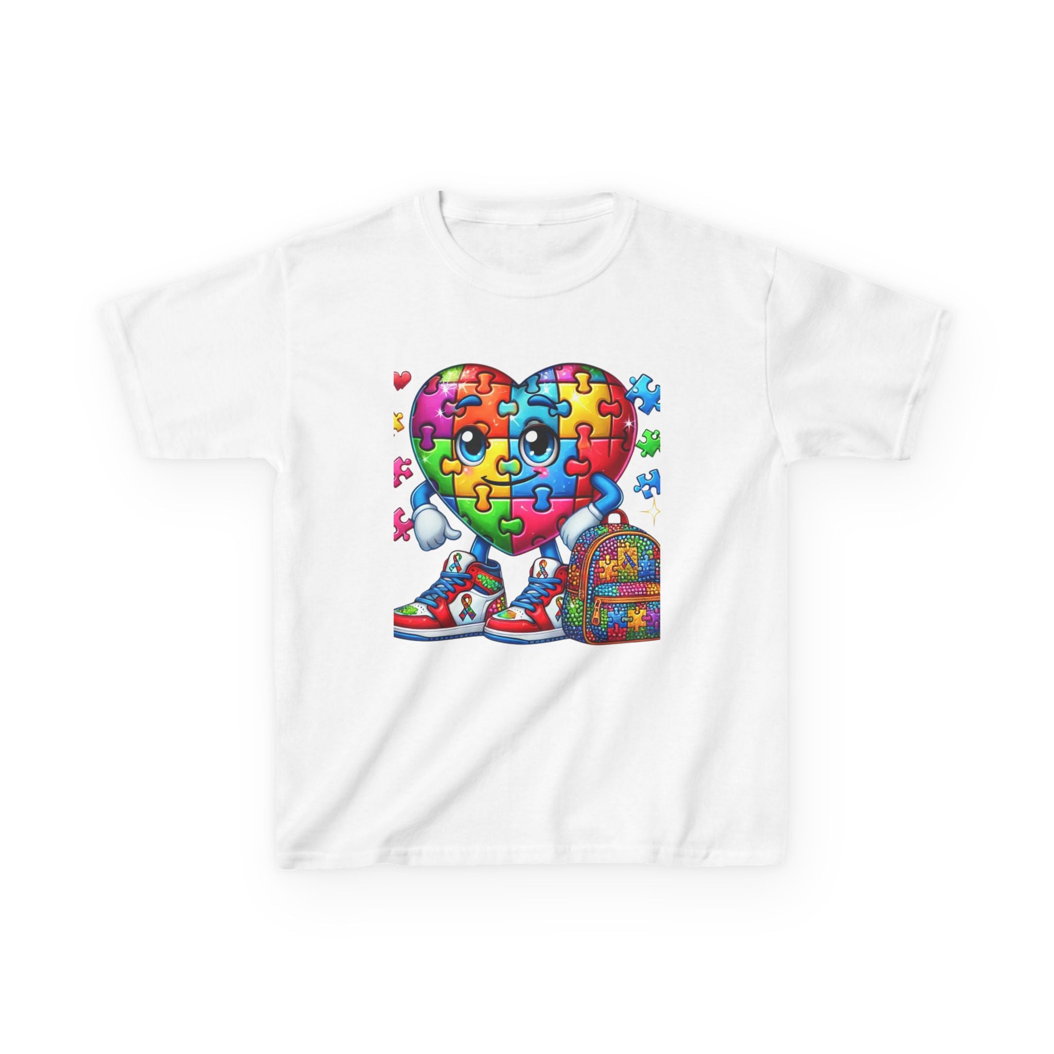 Colorful Puzzle Heart Kids Tee - Perfect for Back to School & Autism Awareness