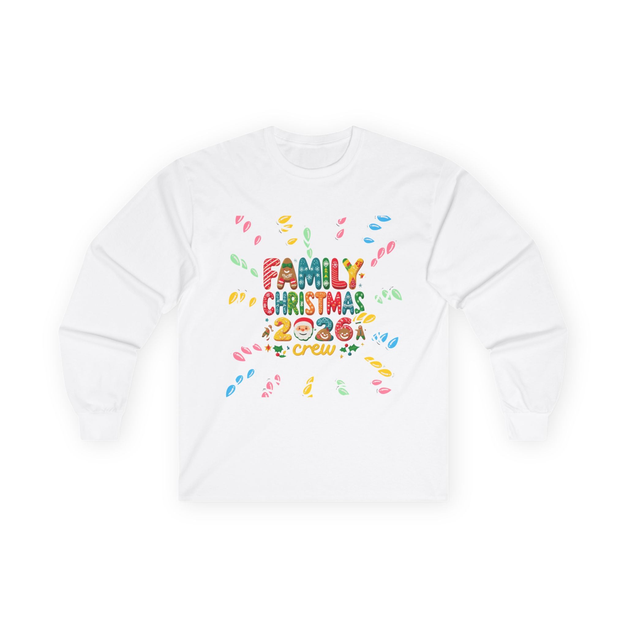 Family Christmas 2026 Long Sleeve Tee — Colorful Holiday Crew Shirt