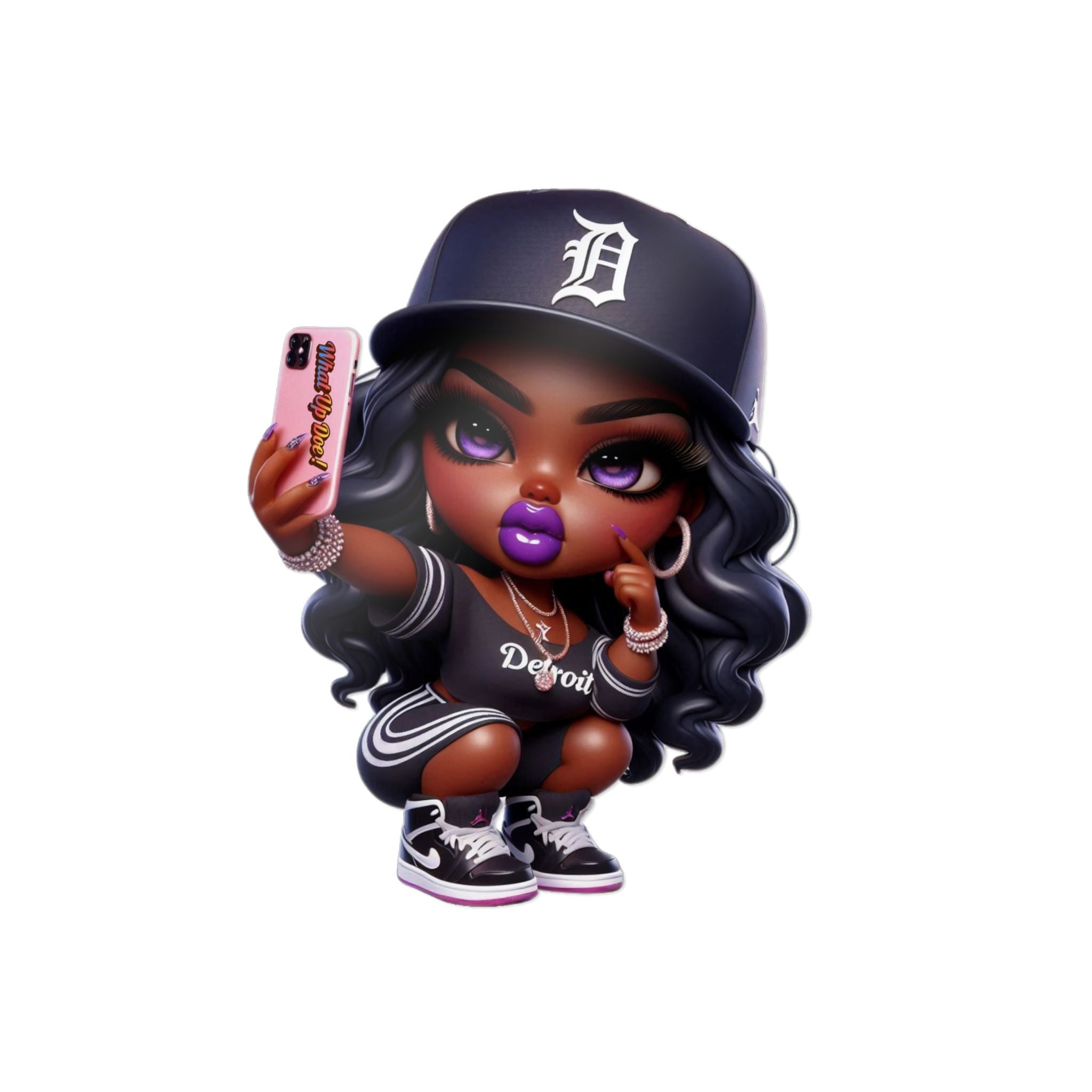 Trendy Die-Cut Stickers - Bold Detroit Selfie Design