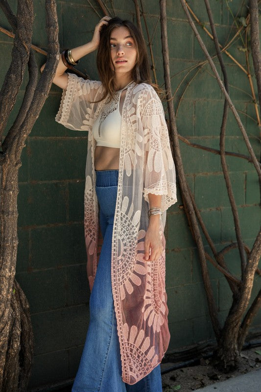 Ombre Bohemian Lace Kimono - ShopEbonyMonique