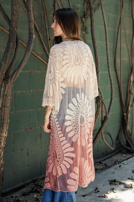 Ombre Bohemian Lace Kimono - ShopEbonyMonique