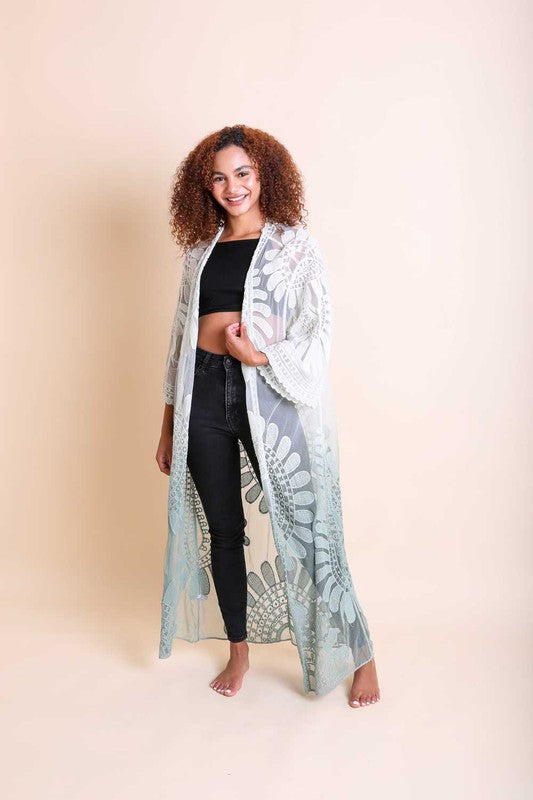 Ombre Bohemian Lace Kimono - ShopEbonyMonique