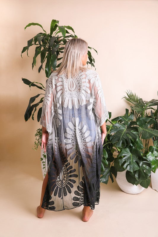 Ombre Bohemian Lace Kimono - ShopEbonyMonique