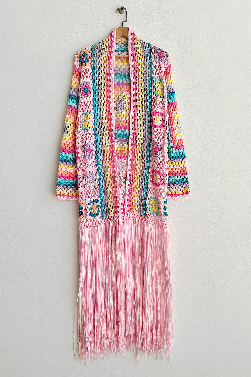 Fringe Tied Long Sleeve Cardigan - ShopEbonyMonique