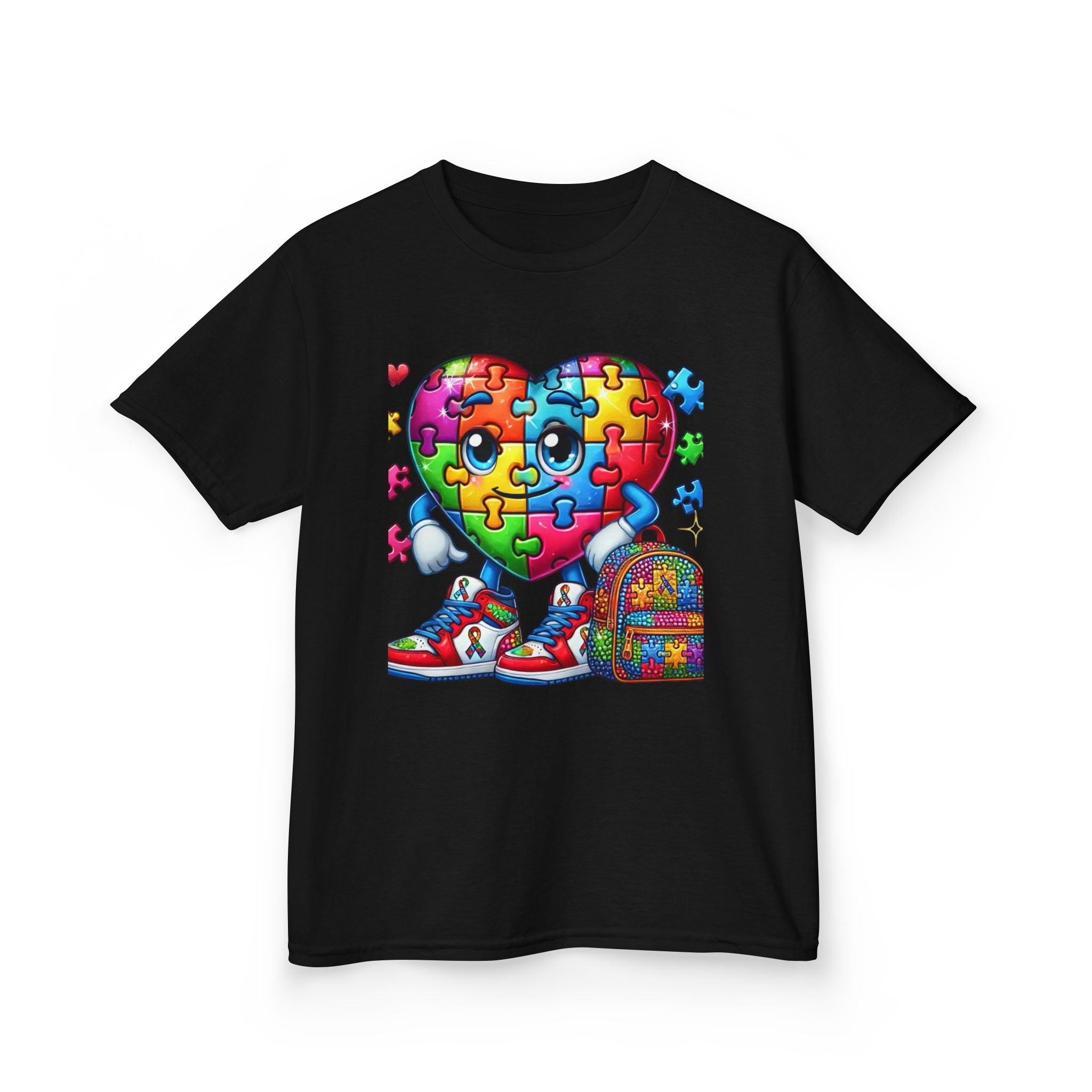 Colorful Puzzle Heart Kids Tee - Perfect for Back to School & Autism Awareness