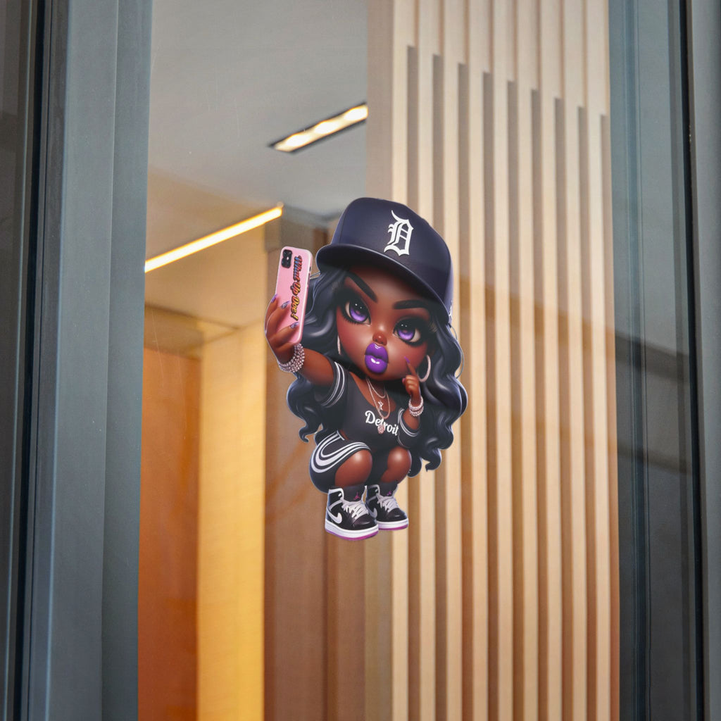 Trendy Die-Cut Stickers - Bold Detroit Selfie Design