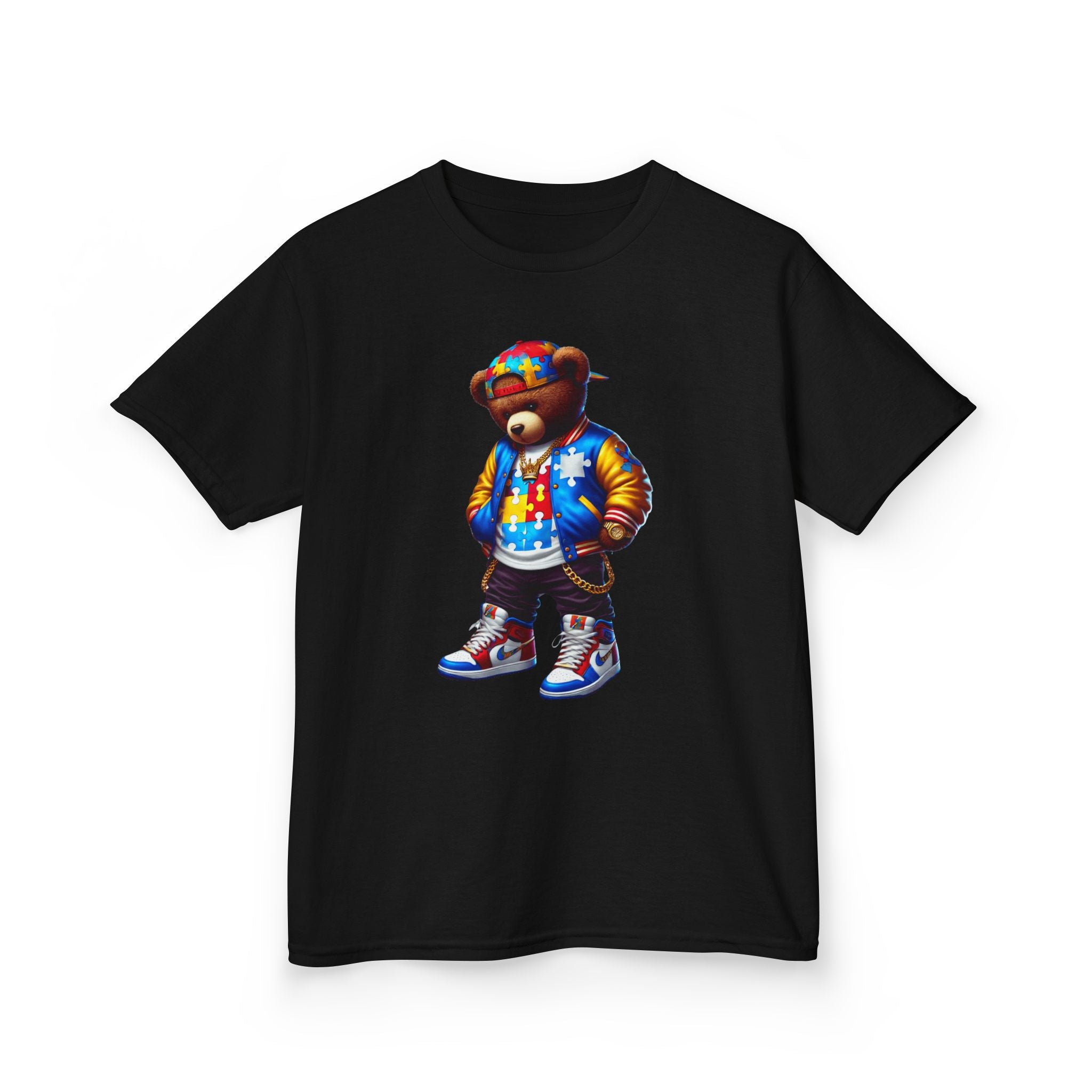 Cool Bear Autism Awareness Graphic Kids Tee - Colorful Streetwear Style