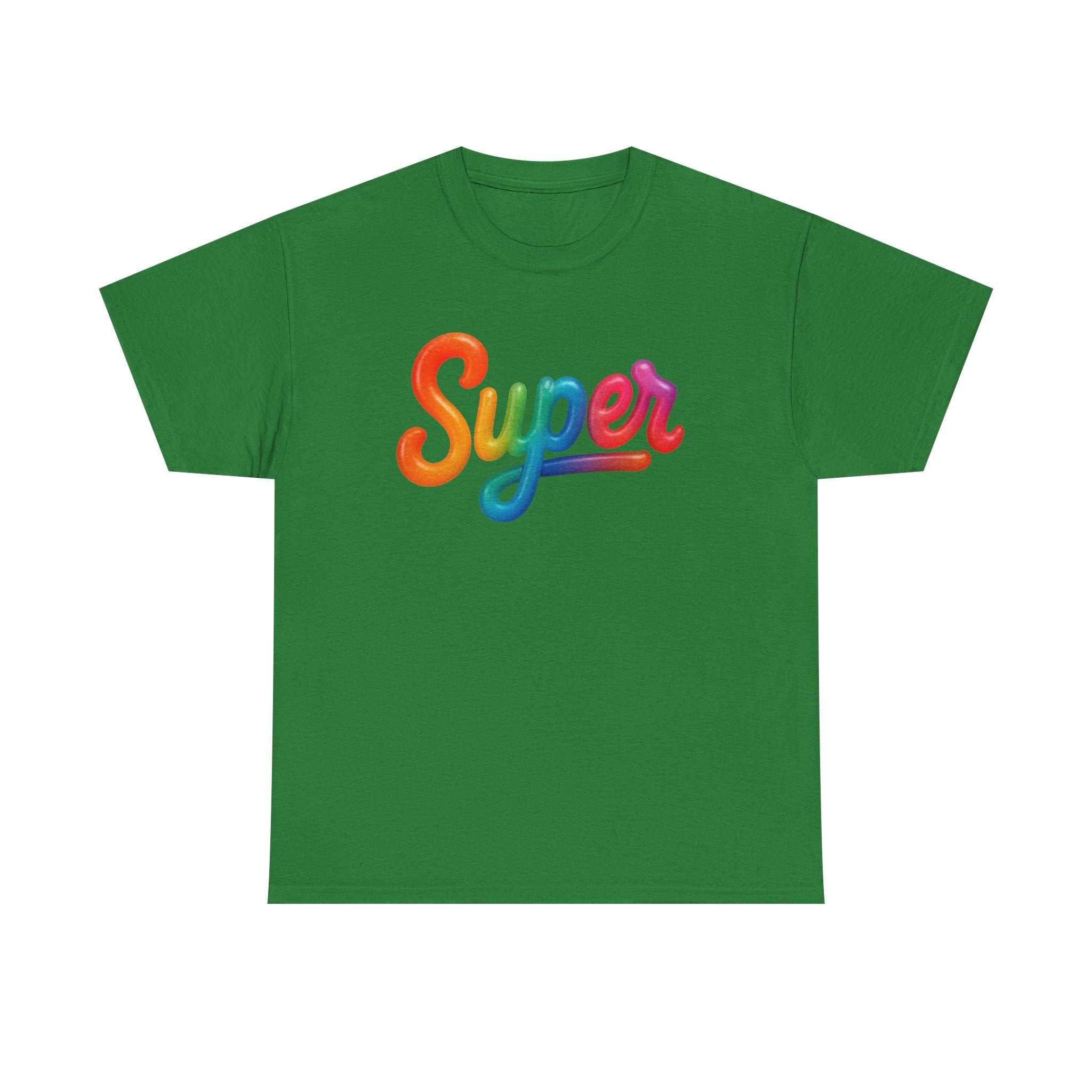 Colorful 'Super' Unisex Heavy Cotton Tee - Casual T-Shirt, Streetwear, Gift for Him/Her, Everyday Wear, Rainbow Design