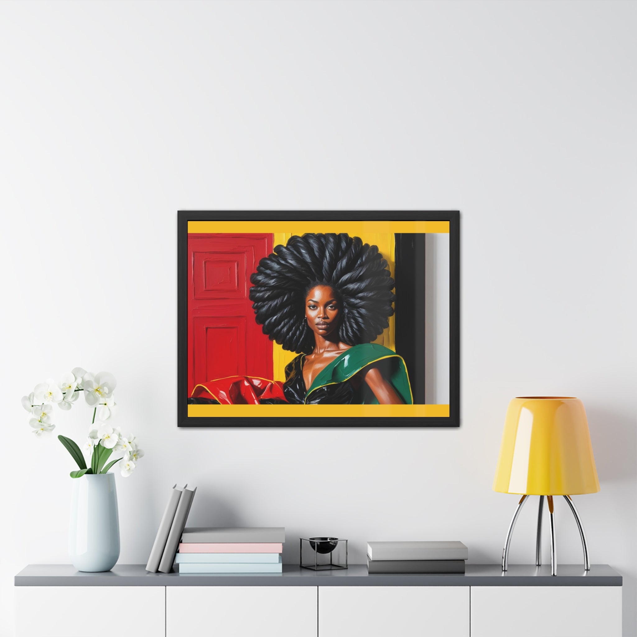 Bold Afro Art Framed Poster, Afrocentric Wall Decor, Statement Art for Living Room, Gift for Black History Month, Vibrant Home Decor