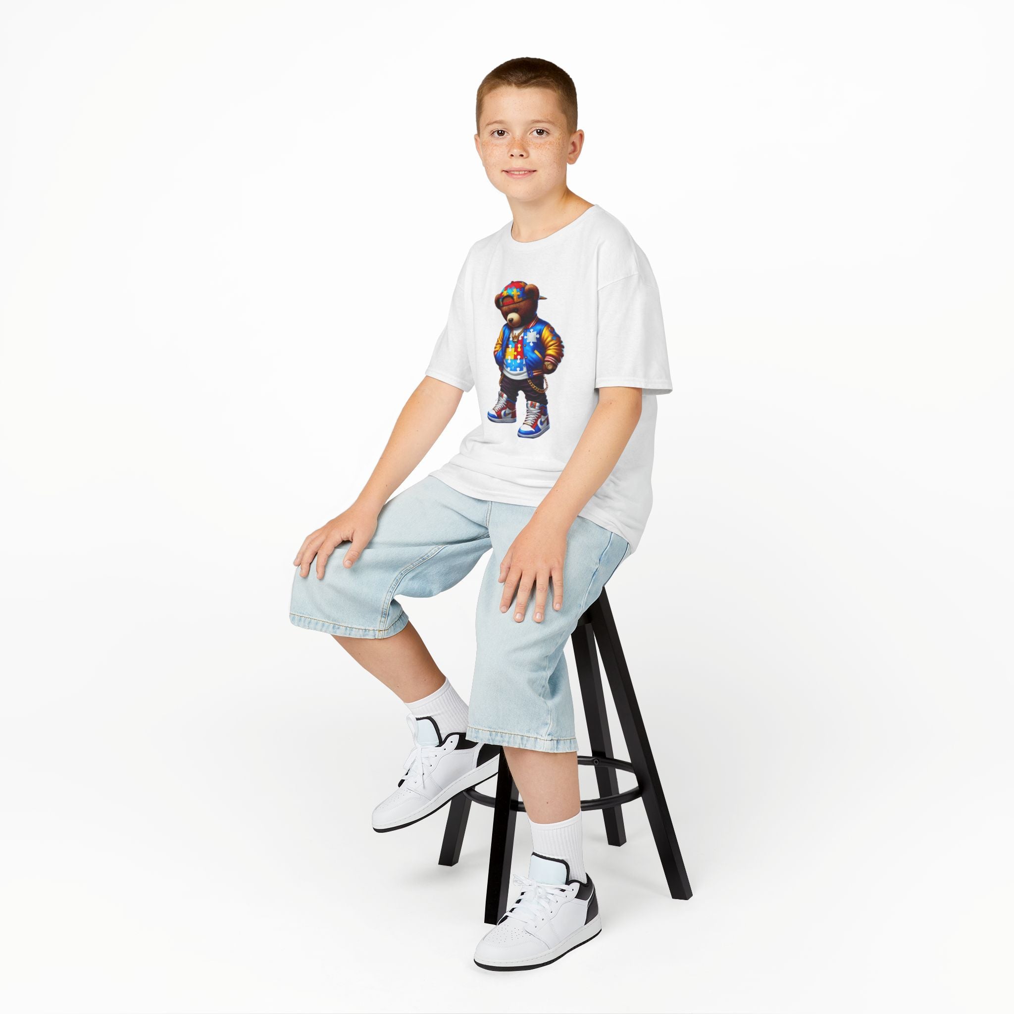 Cool Bear Autism Awareness Graphic Kids Tee - Colorful Streetwear Style
