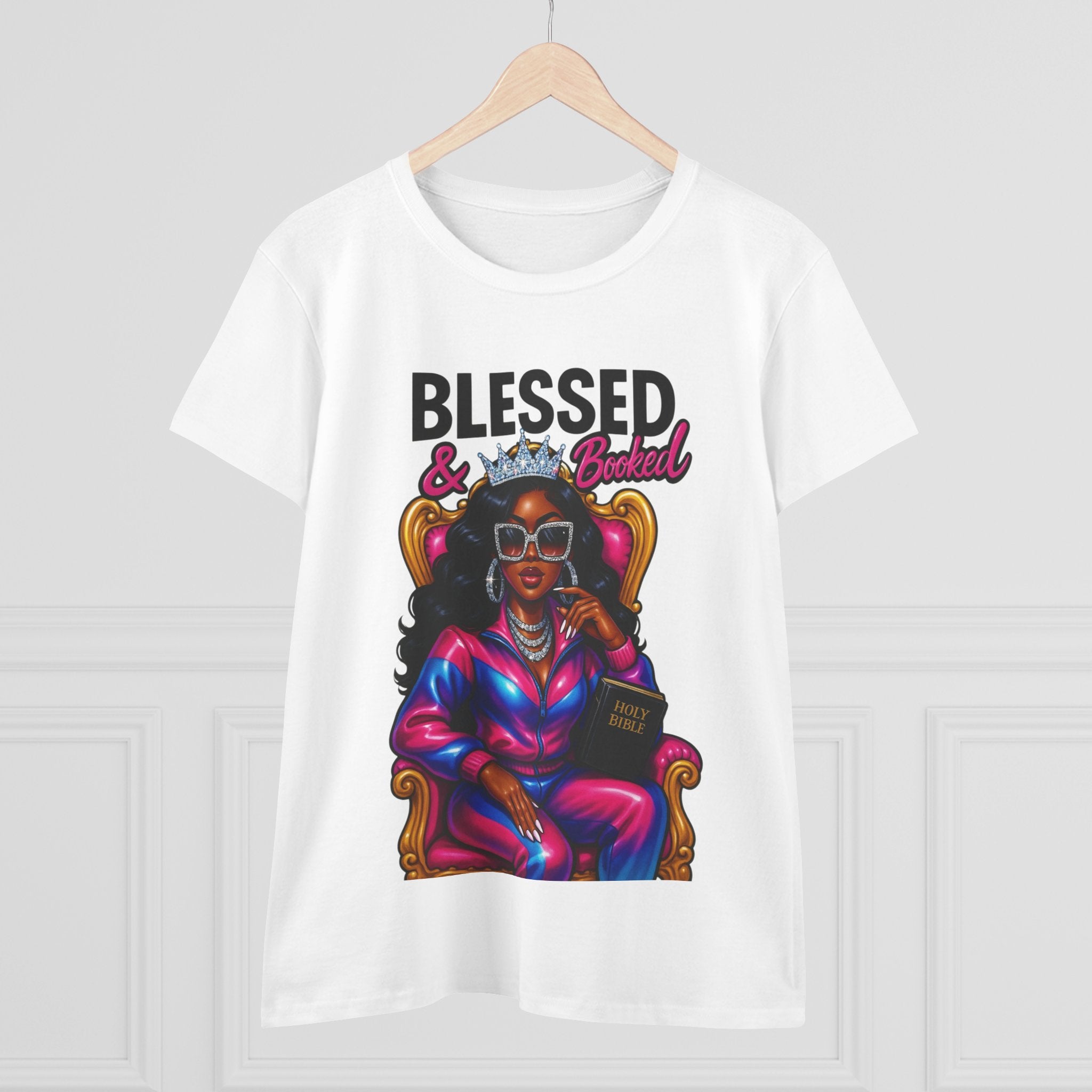Blessed & Booked Women's Midweight Cotton Tee - Stylish Graphic Shirt for Readers