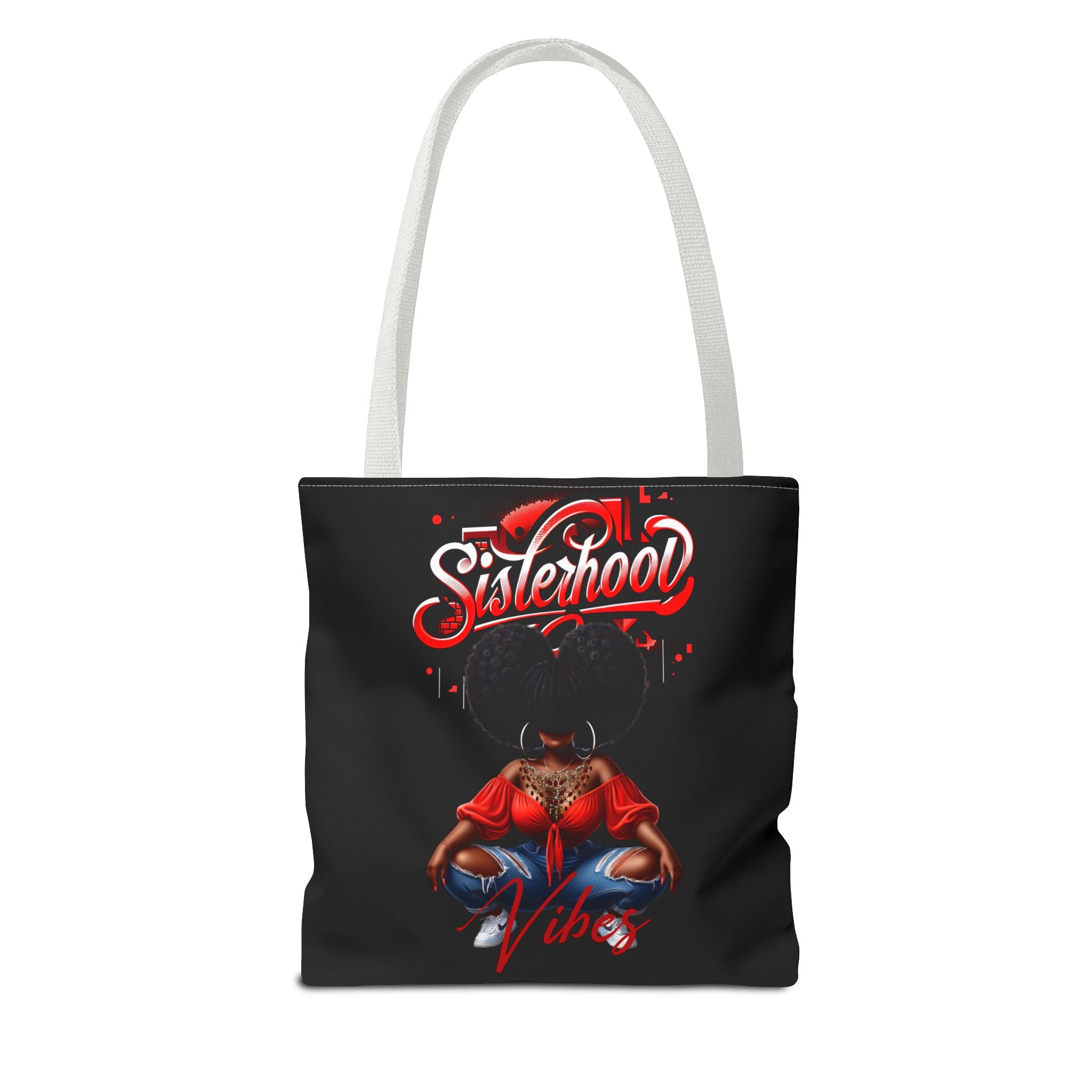 Sisterhood Vibes Tote Bag - Stylish Black Bag for Empowerment & Everyday Use