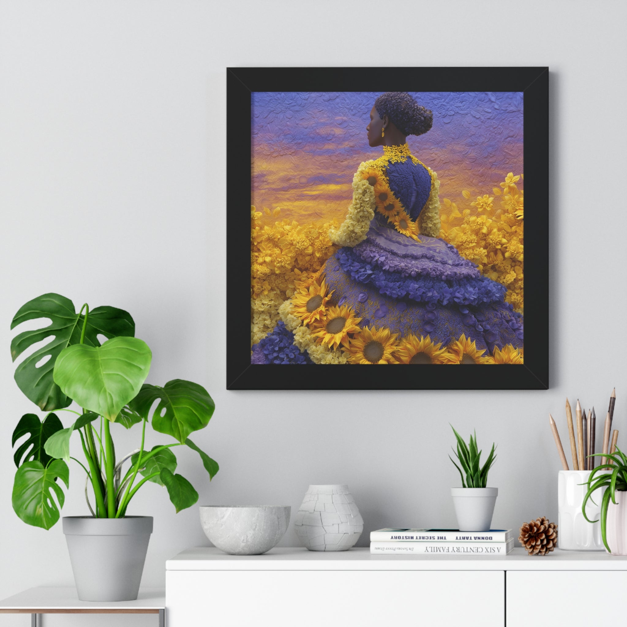 Sunflower Garden Inspiration Framed Poster, Floral Art, Home Decor, Gift for Flower Lovers, Wall Art, Unique Artwork