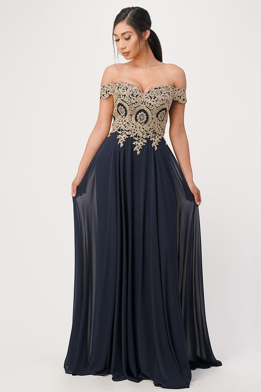 Plus Size Chiffon Embellished Dress - ShopEbonyMonique