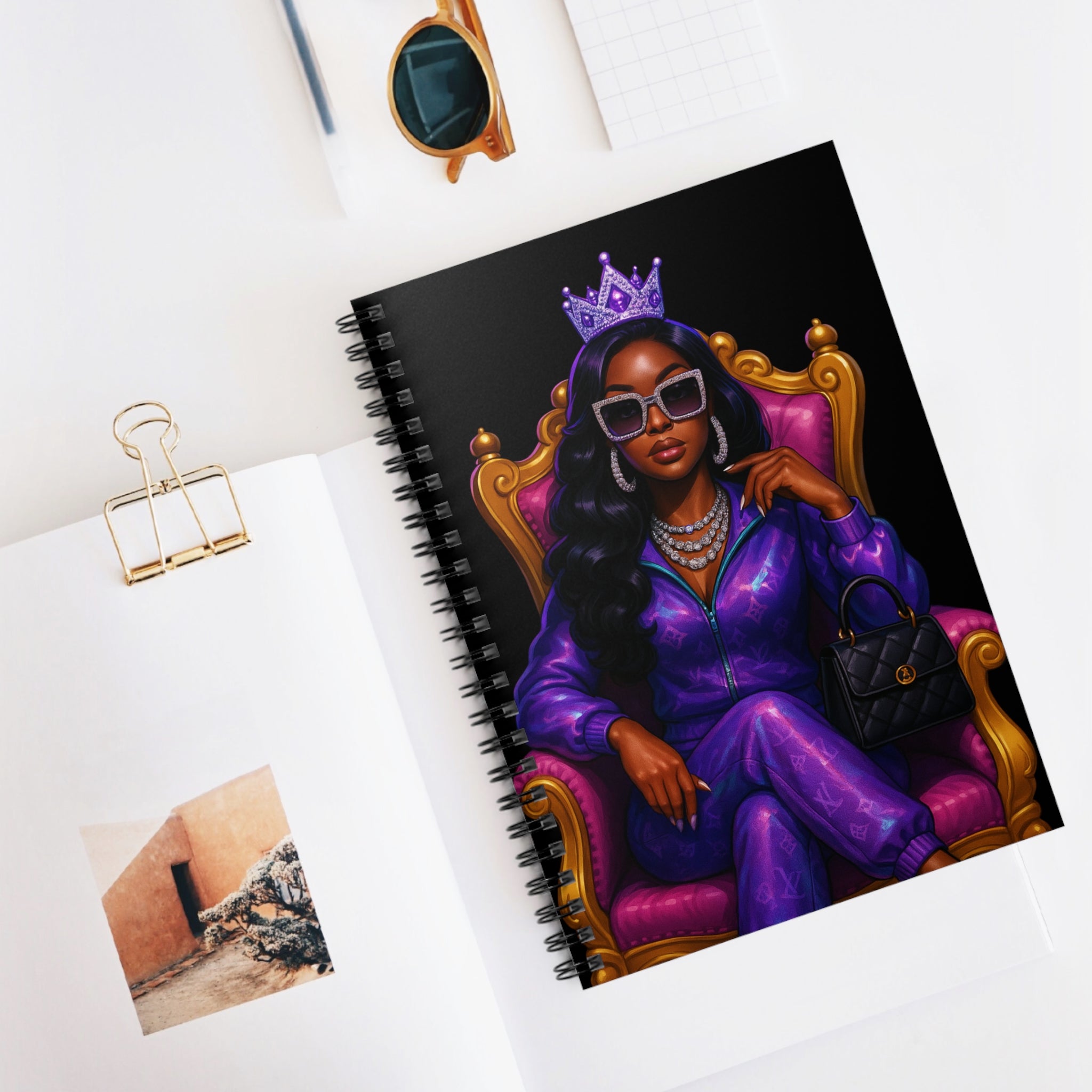 Regal Queen Spiral Notebook - Stylish Ruled Lines for Fashion Lovers