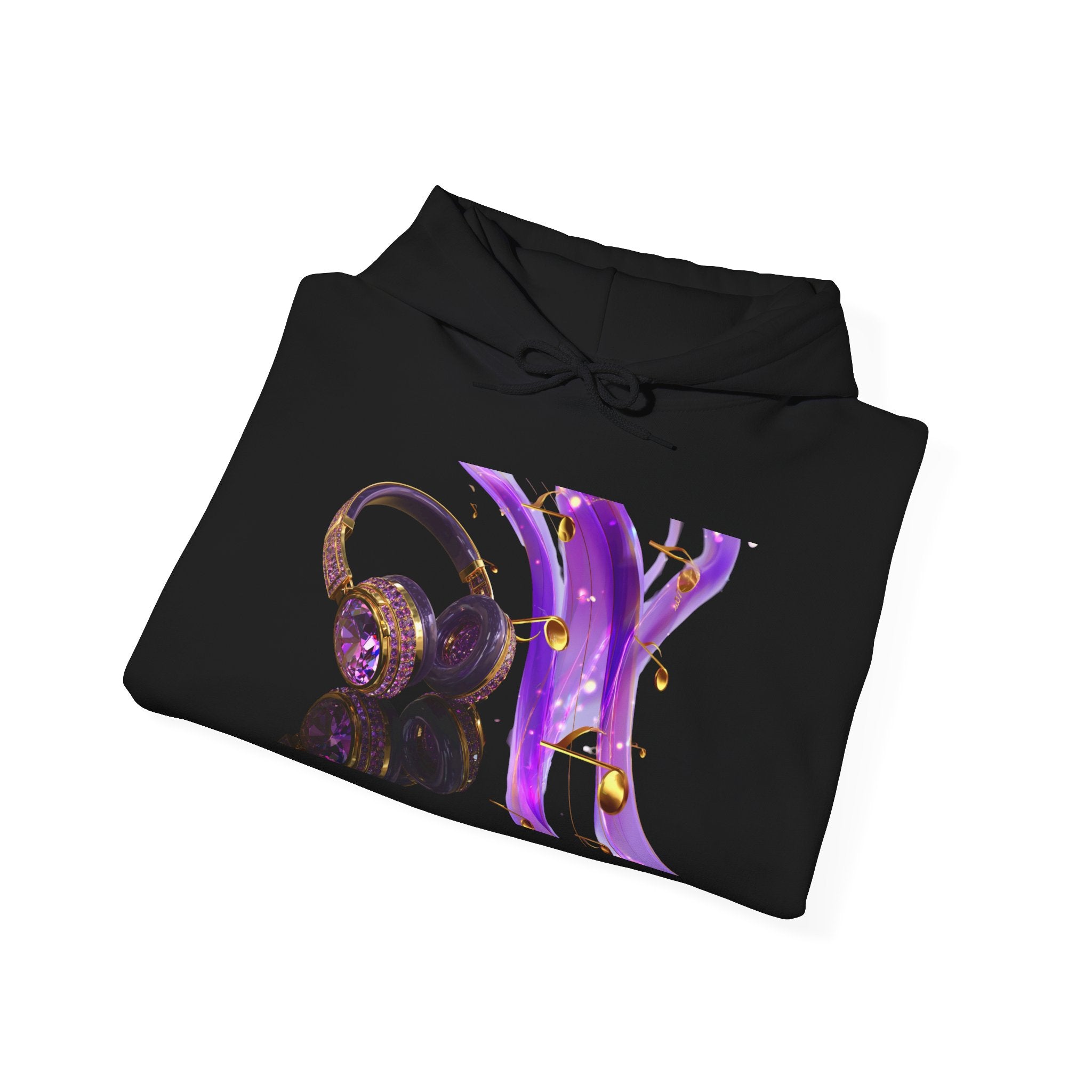 Galaxy Music Letter X Hoodie — Purple Space Headphones Graphic Pullover