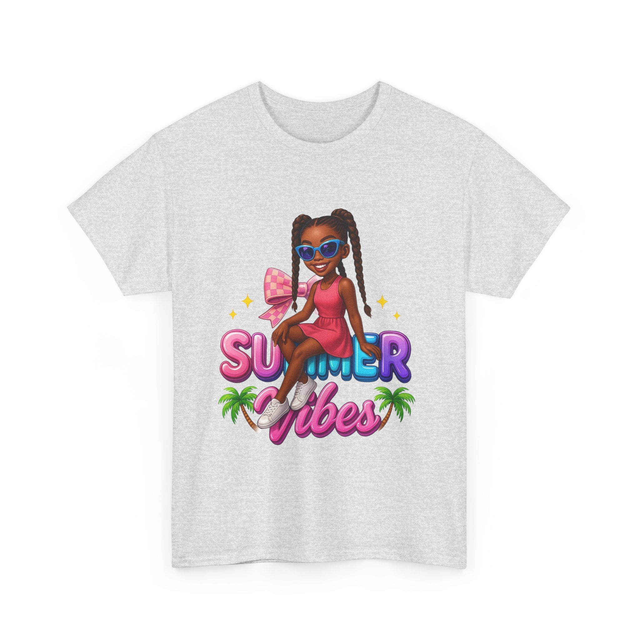 Summer Vibes Unisex Heavy Cotton Tee, Casual Wear, Gift for Her, Summer Fashion, Beach Vacation T-Shirt, Trendy Graphic Tee