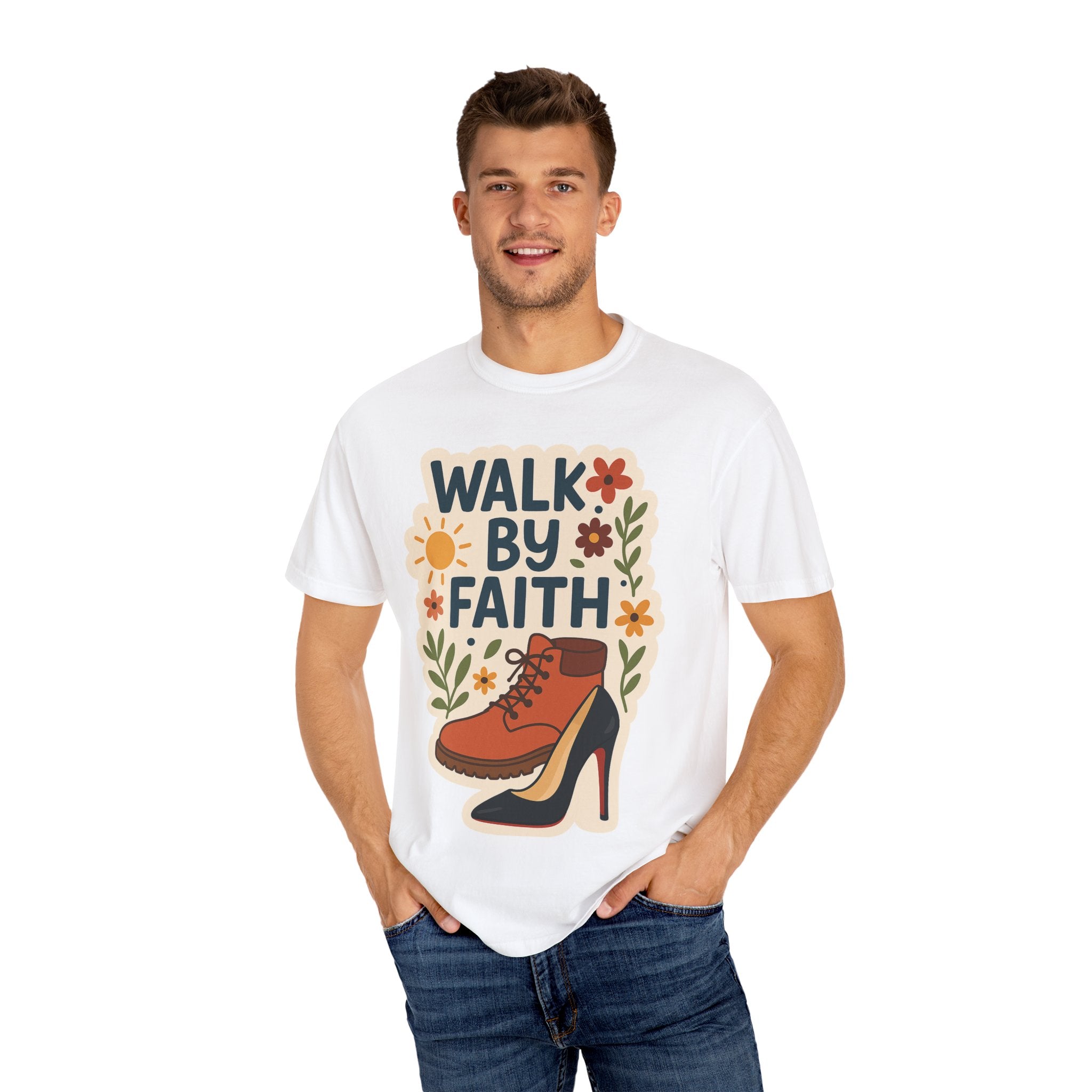Walk By Faith T-Shirt - Unisex Garment-Dyed Tee for Fashionable Comfort