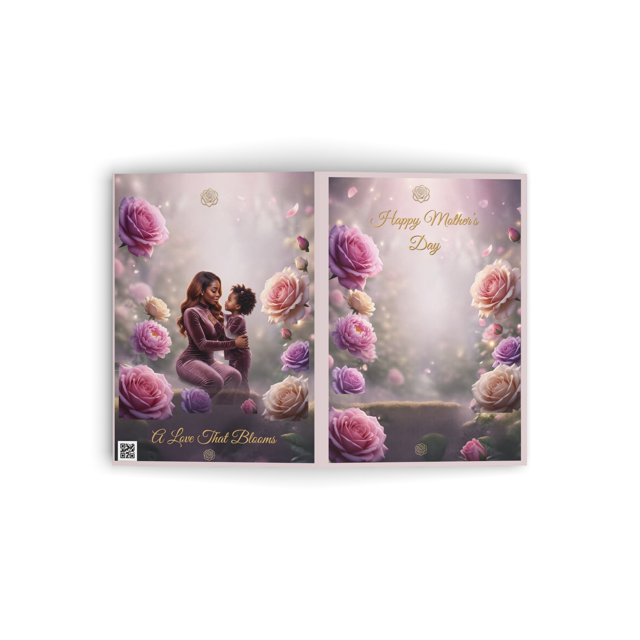 Mother's Day Greeting Card — "A Love That Blooms" Floral Mom & Child Card