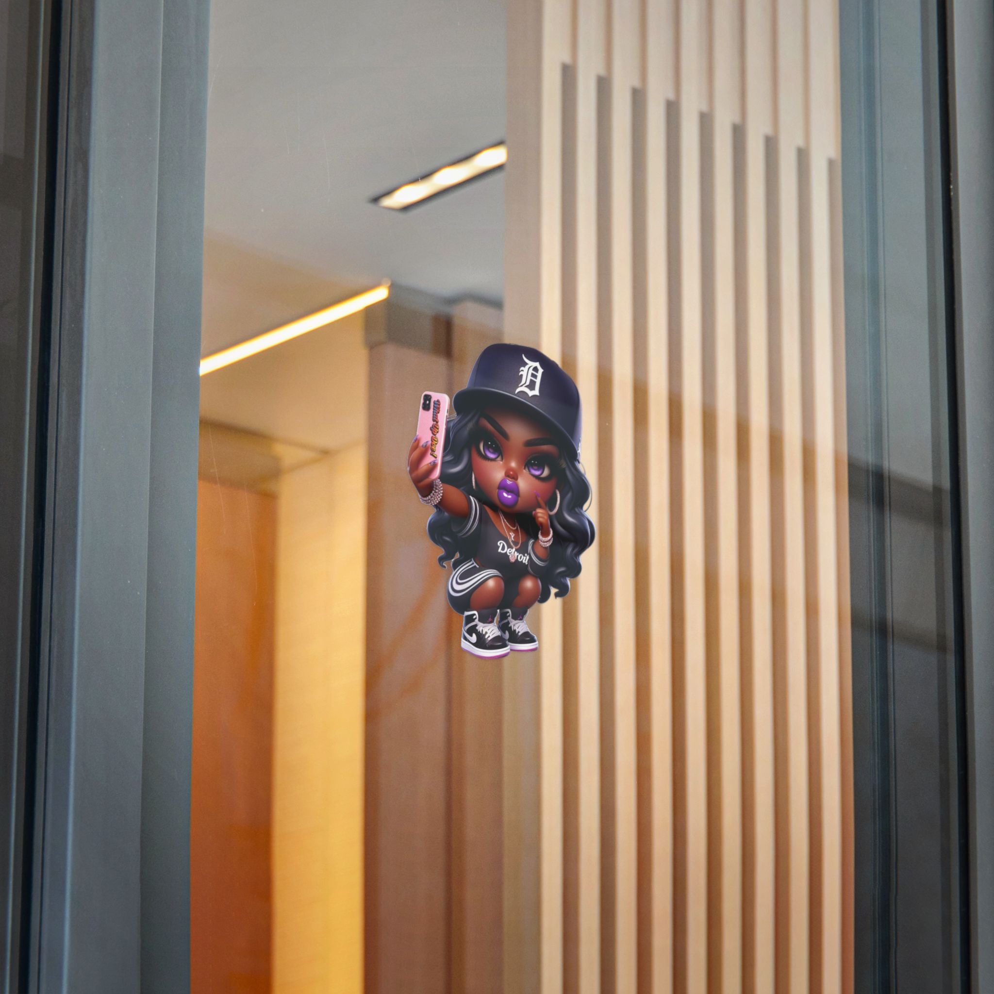 Trendy Die-Cut Stickers - Bold Detroit Selfie Design