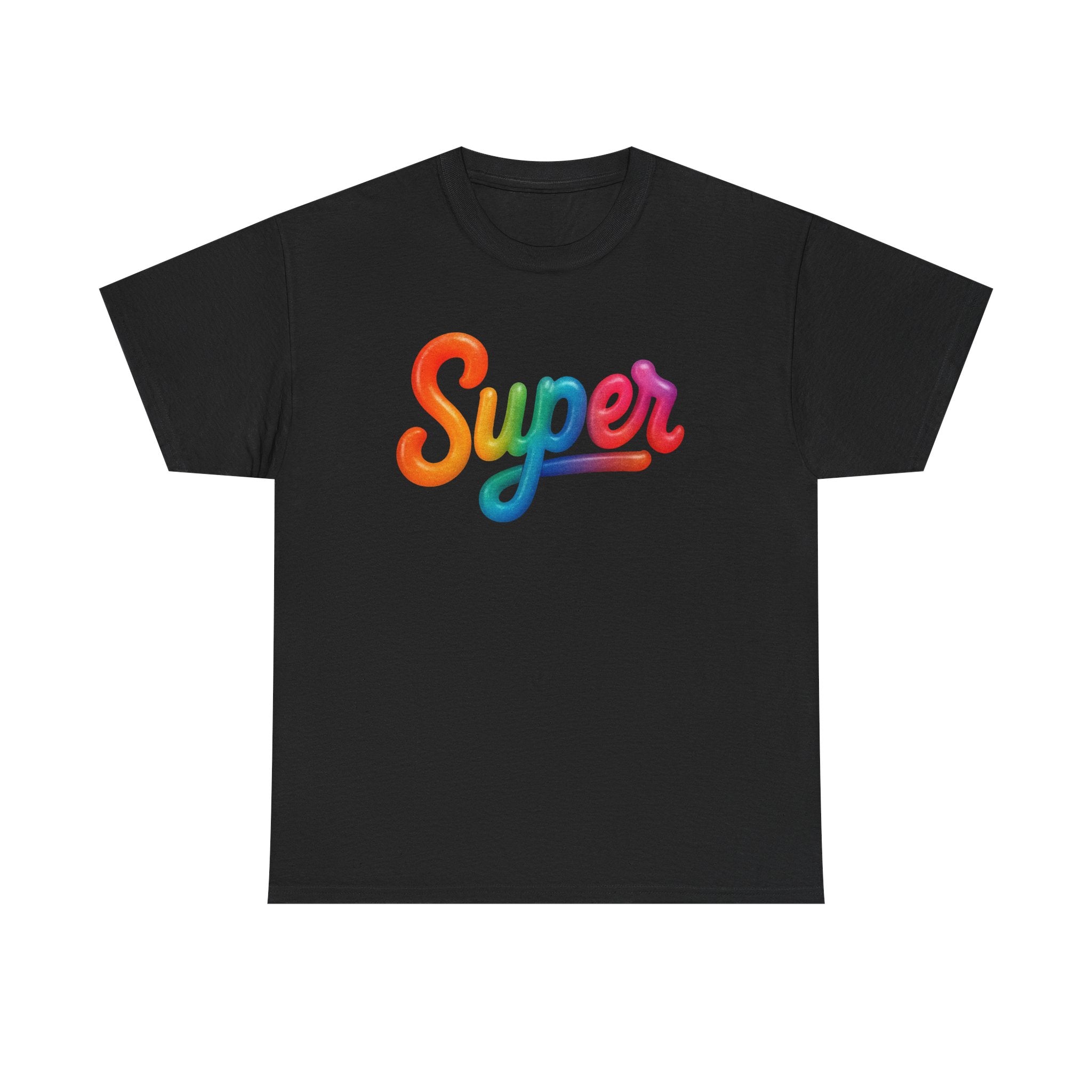 Colorful 'Super' Unisex Heavy Cotton Tee - Casual T-Shirt, Streetwear, Gift for Him/Her, Everyday Wear, Rainbow Design