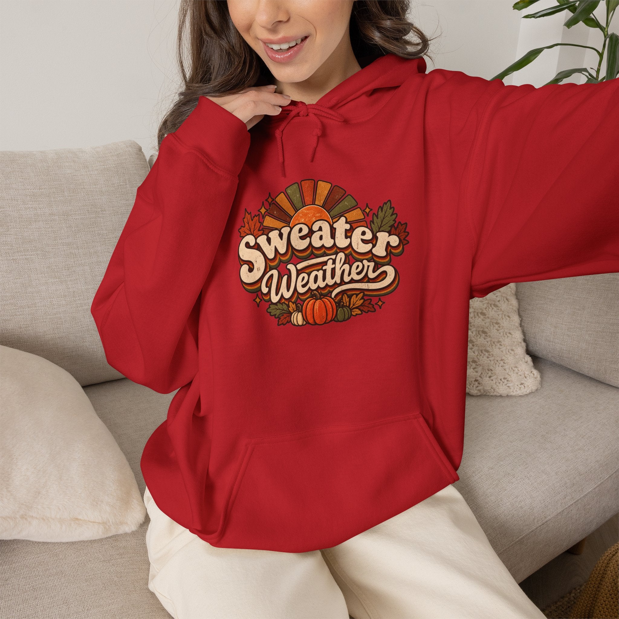 Sweater Weather Hoodie — Cozy Fall Pumpkin Graphic Hoodie