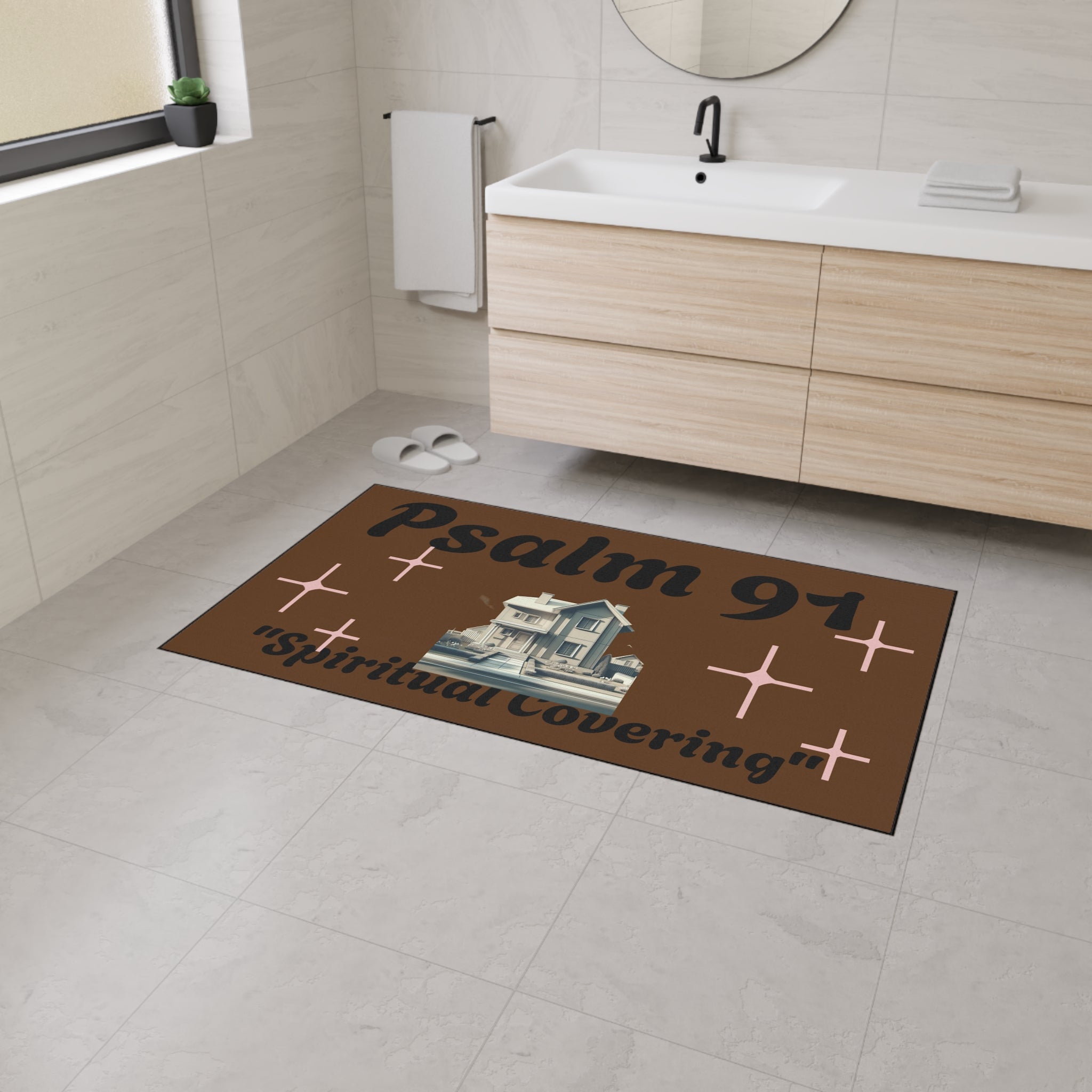 Psalm 91 Scripture Floor Mat, Bible Verse Rug, Religious Heavy Duty Welcome Mat, Christian Home Decor, Indoor Outdoor Mat