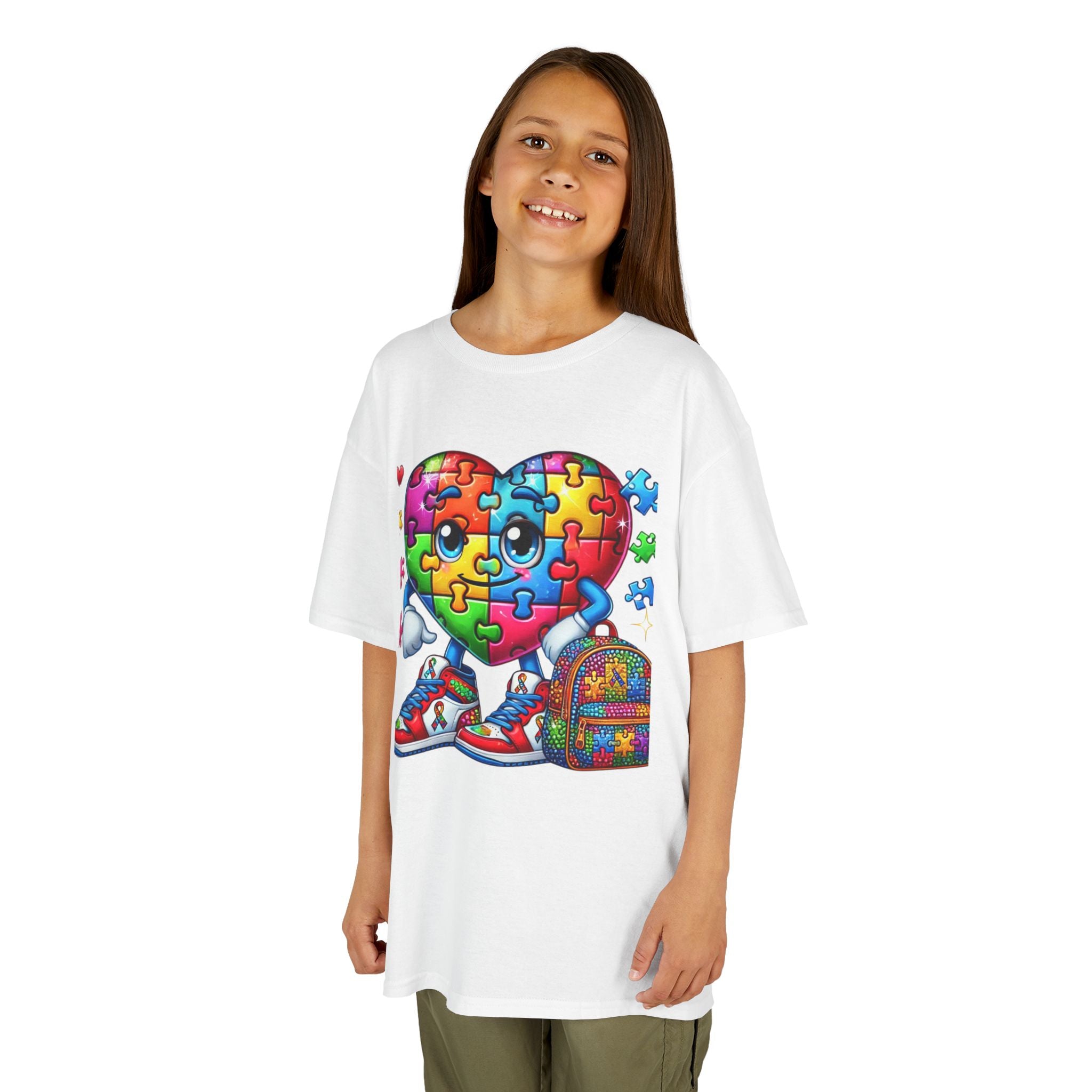 Colorful Puzzle Heart Kids Tee - Perfect for Back to School & Autism Awareness